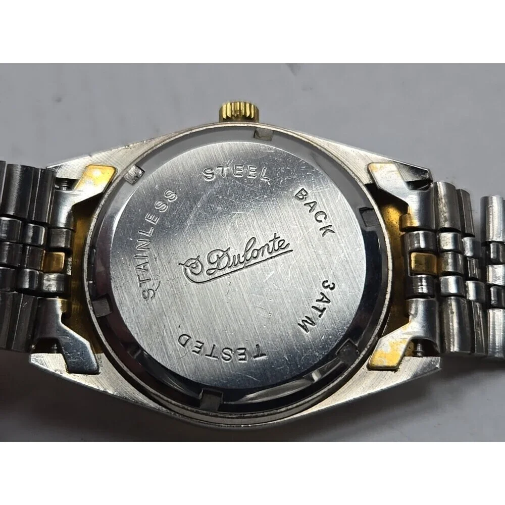 Dufonte Lucien Piccard Two Tone Quartz Watch Date Fluted Bezel Mens New Battery